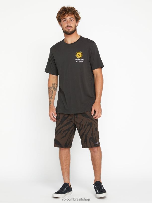 br Volcom unissex ar livre fazenda para fios rayz camiseta de manga curta preto vintage 88NNJ753