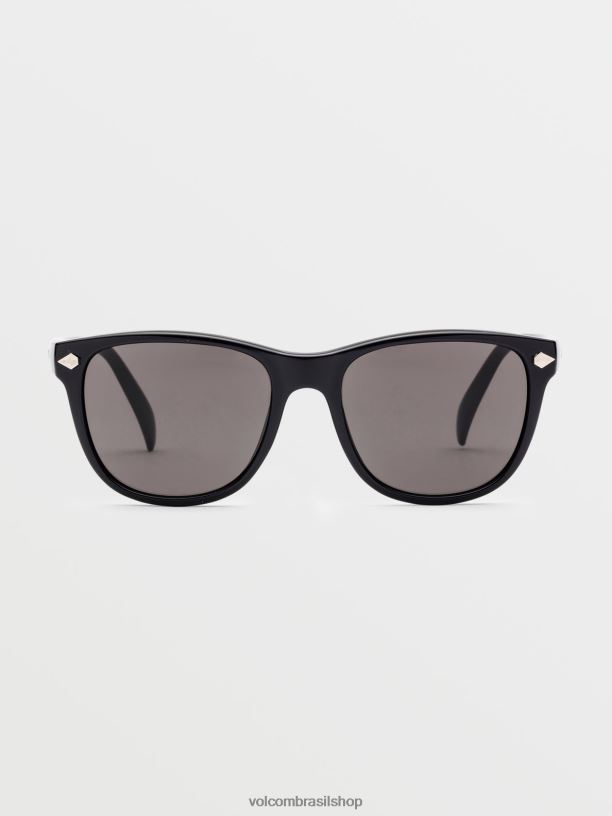 br Volcom unissex ar livre óculos de balanço preto brilhante/cinza 88NNJ570