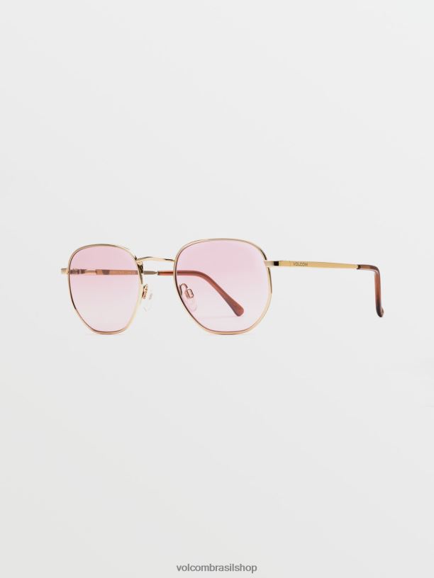 br Volcom unissex ar livre óculos de sol acontecendo ouro brilhante/rosa 88NNJ574