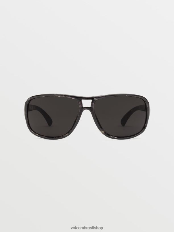 br Volcom unissex ar livre óculos de sol carvão brilhante torto/cinza 88NNJ480
