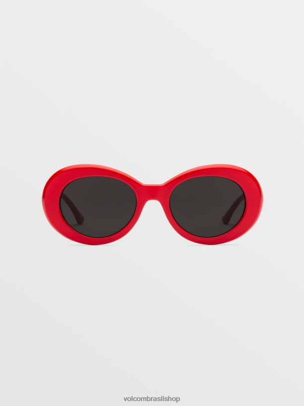 br Volcom unissex ar livre óculos de sol chapados brilho vermelho/cinza 88NNJ546