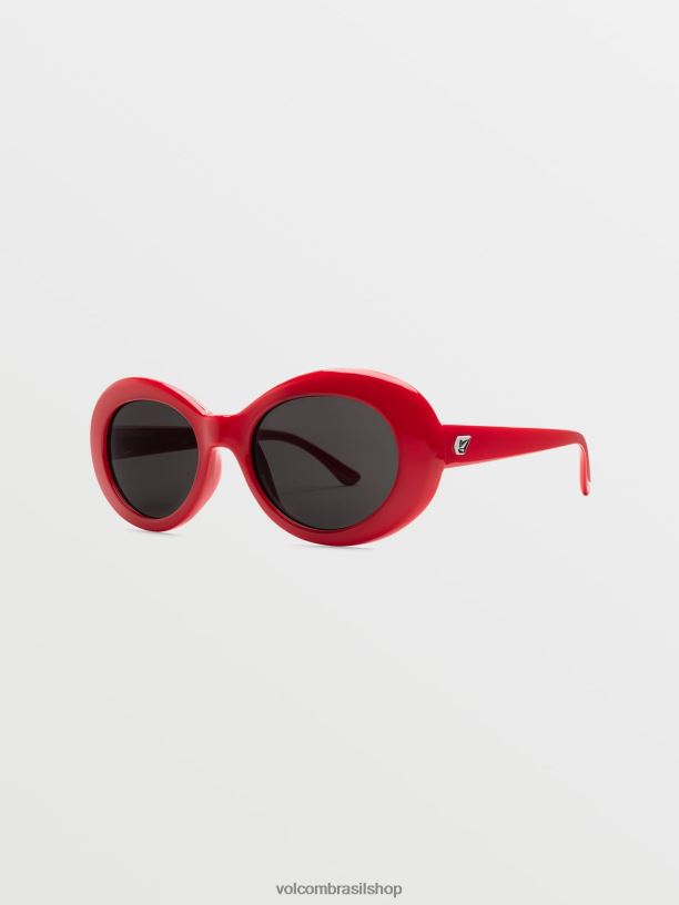 br Volcom unissex ar livre óculos de sol chapados brilho vermelho/cinza 88NNJ546