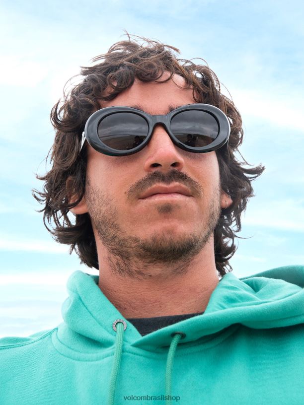br Volcom unissex ar livre óculos de sol chapados preto brilhante/cinza 88NNJ547