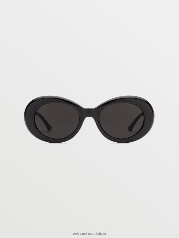 br Volcom unissex ar livre óculos de sol chapados preto brilhante/cinza 88NNJ547