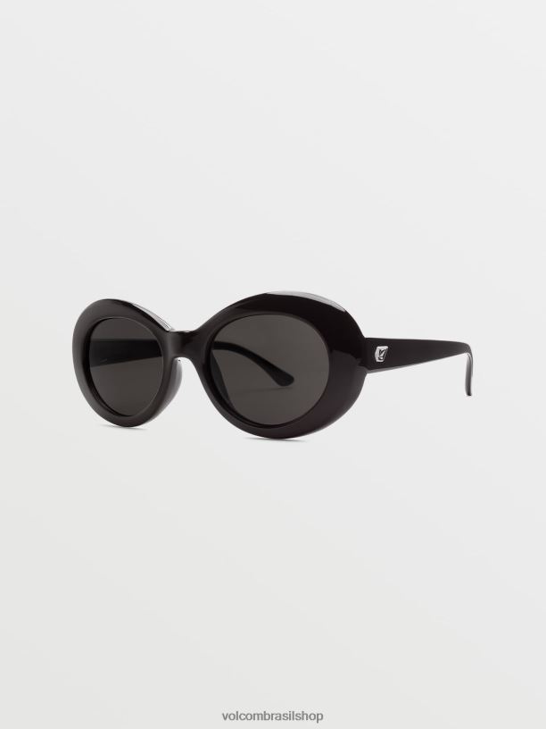 br Volcom unissex ar livre óculos de sol chapados preto brilhante/cinza 88NNJ547