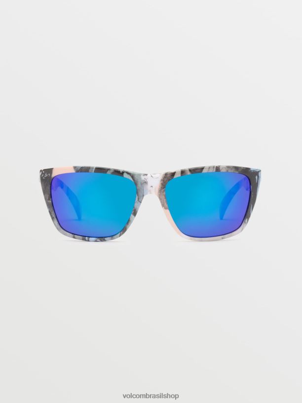 br Volcom unissex ar livre óculos de sol de plasma caveiras/espelho azul 88NNJ537