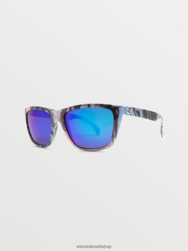 br Volcom unissex ar livre óculos de sol de plasma caveiras/espelho azul 88NNJ537