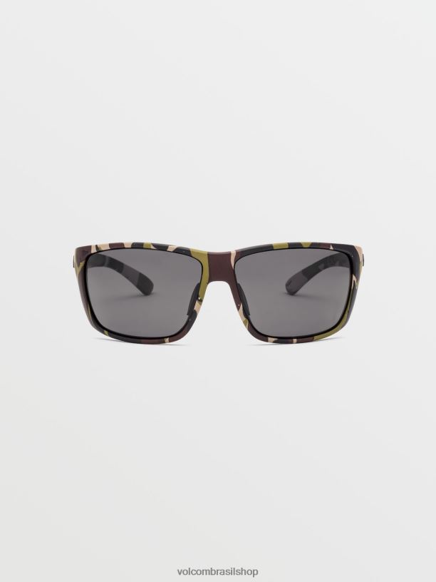 br Volcom unissex ar livre óculos de sol de rolo camuflado fosco/cinza polar 88NNJ575
