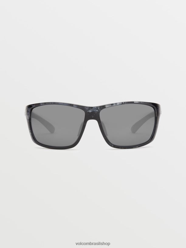 br Volcom unissex ar livre óculos de sol de rolo mármore brilhante/espelho de prata 88NNJ479