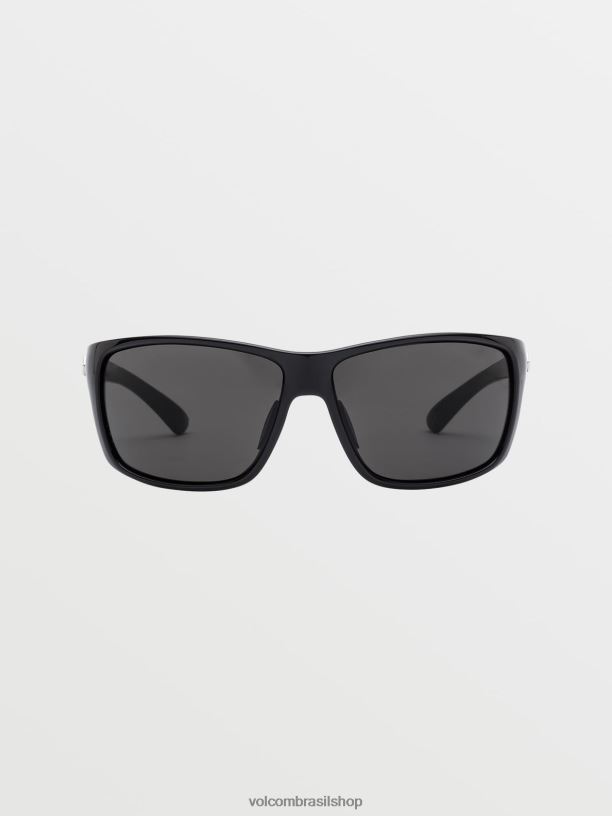 br Volcom unissex ar livre óculos de sol de rolo preto brilhante/cinza 88NNJ497