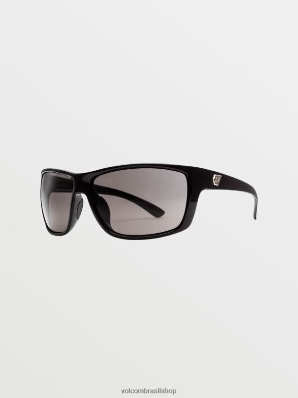 br Volcom unissex ar livre óculos de sol de rolo preto brilhante/cinza 88NNJ497