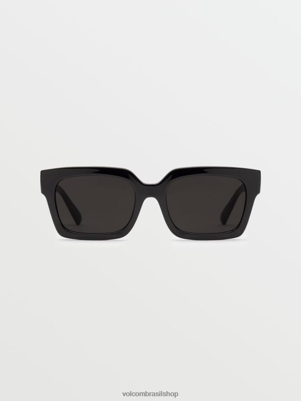 br Volcom unissex ar livre óculos de sol dominador preto brilhante/cinza 88NNJ494