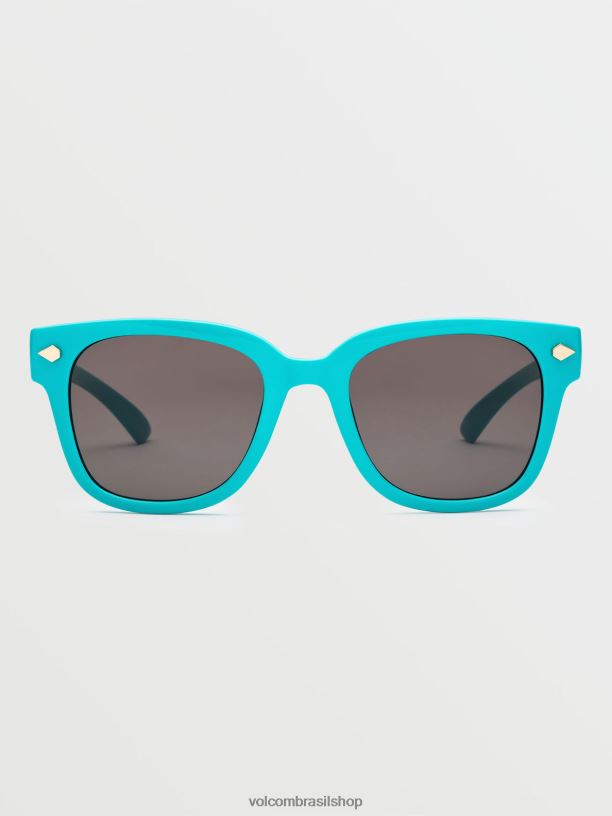 br Volcom unissex ar livre óculos de sol freestyle brilho aqua/cinza 88NNJ572