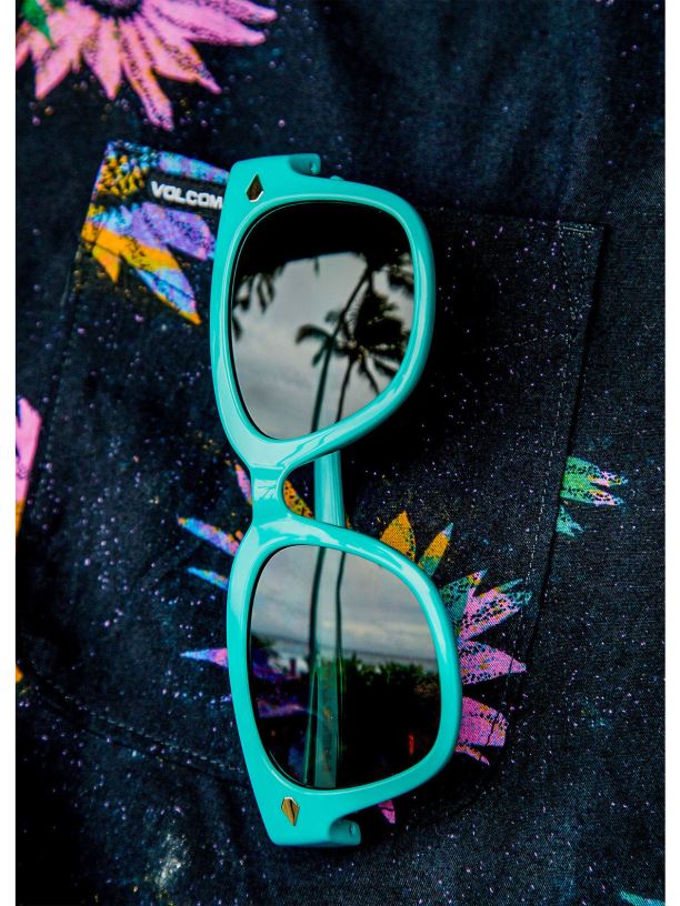 br Volcom unissex ar livre óculos de sol freestyle brilho aqua/cinza 88NNJ572