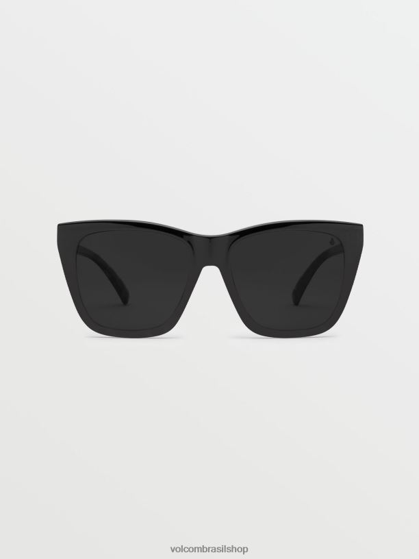 br Volcom unissex ar livre óculos de sol looky lou preto brilhante/cinza 88NNJ508