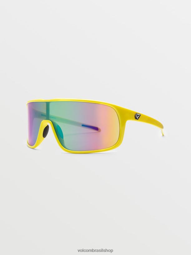 br Volcom unissex ar livre óculos de sol machistas espelho amarelo aqua/arco-íris brilhante 88NNJ501