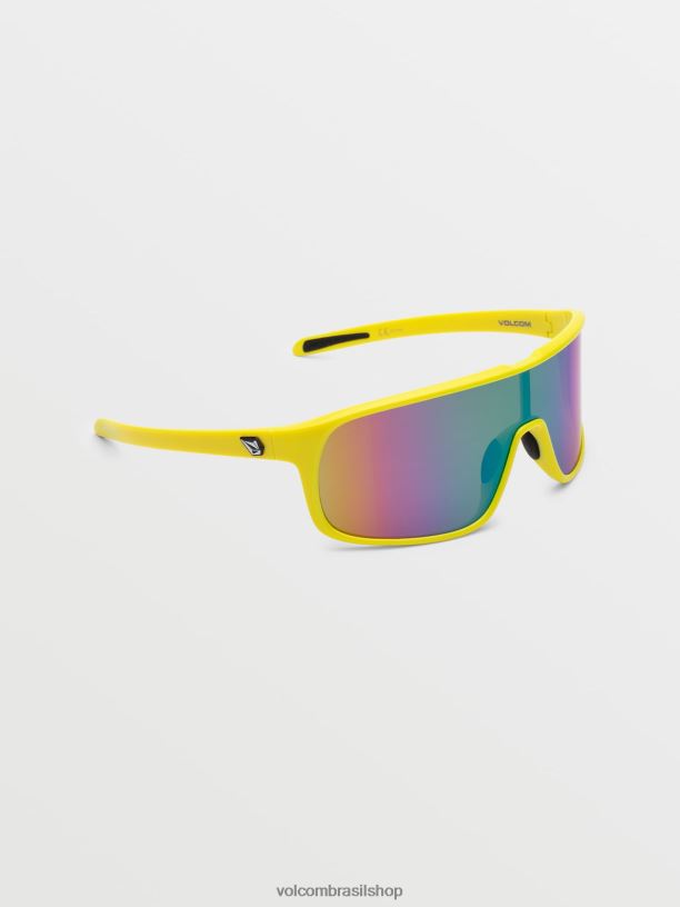 br Volcom unissex ar livre óculos de sol machistas espelho amarelo aqua/arco-íris brilhante 88NNJ501
