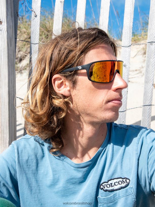 br Volcom unissex ar livre óculos de sol machistas preto fosco/cromado vermelho acinzentado 88NNJ447