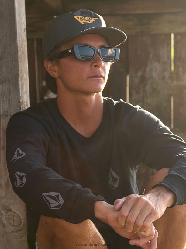 br Volcom unissex ar livre óculos de sol terra estranha preto brilhante/cinza 88NNJ444