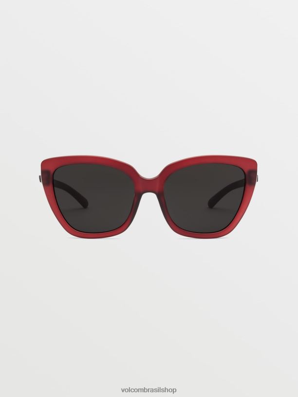 br Volcom unissex ar livre mili óculos de sol fosco trans romã/cinza 88NNJ541