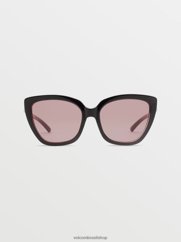 br Volcom unissex ar livre mili óculos de sol preto brilhante/rosa claro 88NNJ517