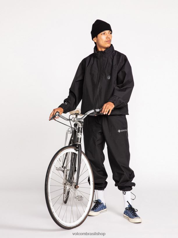 br Volcom unissex ar livre calça gore-tex com espaçamento externo preto 88NNJ760