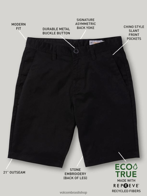 br Volcom unissex ar livre bermuda chino frickin preto 88NNJ761