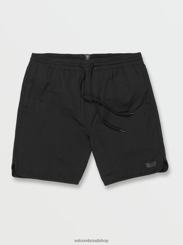 br Volcom unissex ar livre novo shorts de cintura elástica de pedra envelhecida preto 88NNJ757