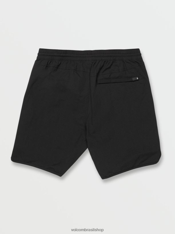 br Volcom unissex ar livre novo shorts de cintura elástica de pedra envelhecida preto 88NNJ757