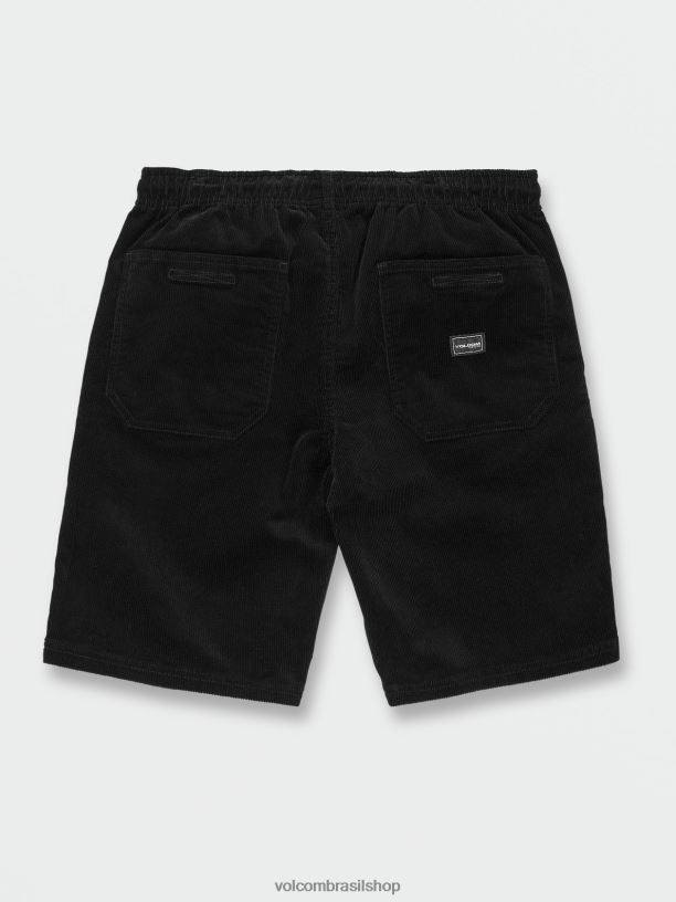 br Volcom unissex ar livre shorts de cintura elástica com espaçamento externo combinação preta 88NNJ751