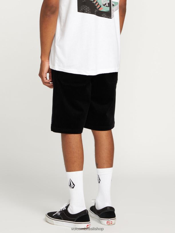 br Volcom unissex ar livre shorts de cintura elástica com espaçamento externo combinação preta 88NNJ751