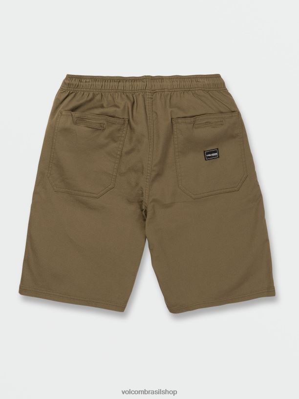 br Volcom unissex ar livre shorts de cintura elástica com espaçamento externo musgo de inverno 88NNJ744