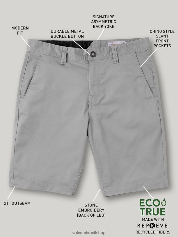 br Volcom unissex ar livre shorts elásticos modernos frickin cinza 88NNJ766