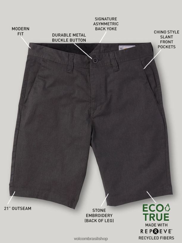 br Volcom unissex ar livre shorts elásticos modernos frickin urze carvão 88NNJ765