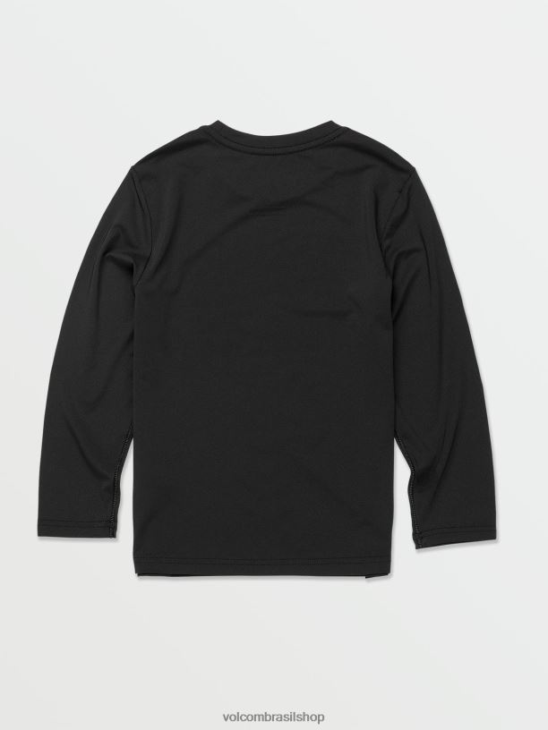 br Volcom crianças surfar camiseta manga longa esqueleto preto 88NNJ1358