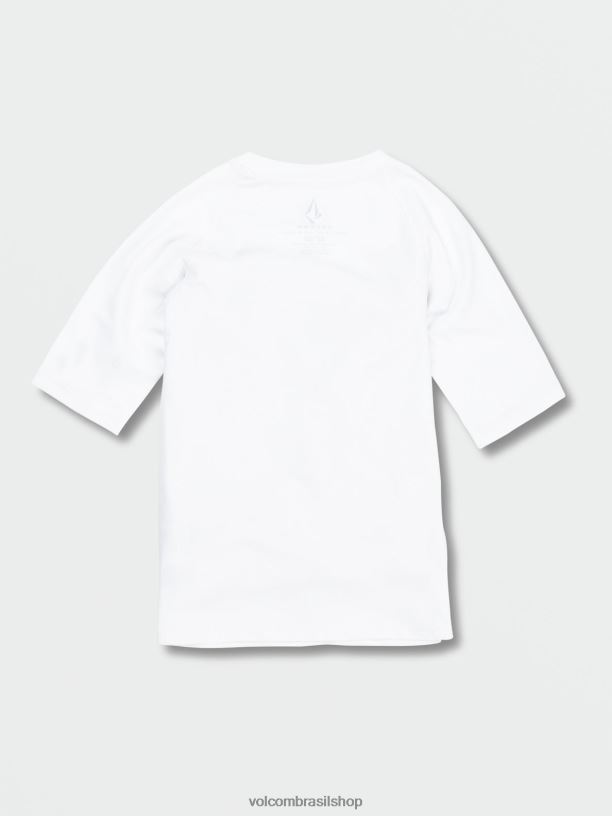 br Volcom crianças surfar lido camisa de manga curta sólida branco 88NNJ1357