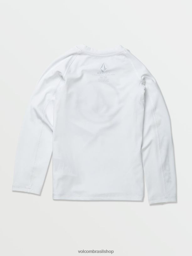 br Volcom crianças surfar lido camisa de manga longa sólida branco 88NNJ1353