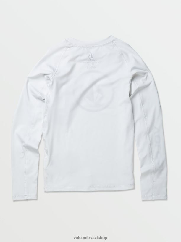 br Volcom crianças surfar lido camisa de manga longa sólida branco 88NNJ1354