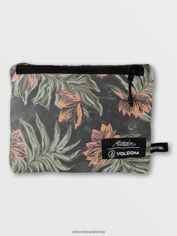 br Volcom homens surfar matador toalha de praia embalável preto enxaguado 88NNJ688