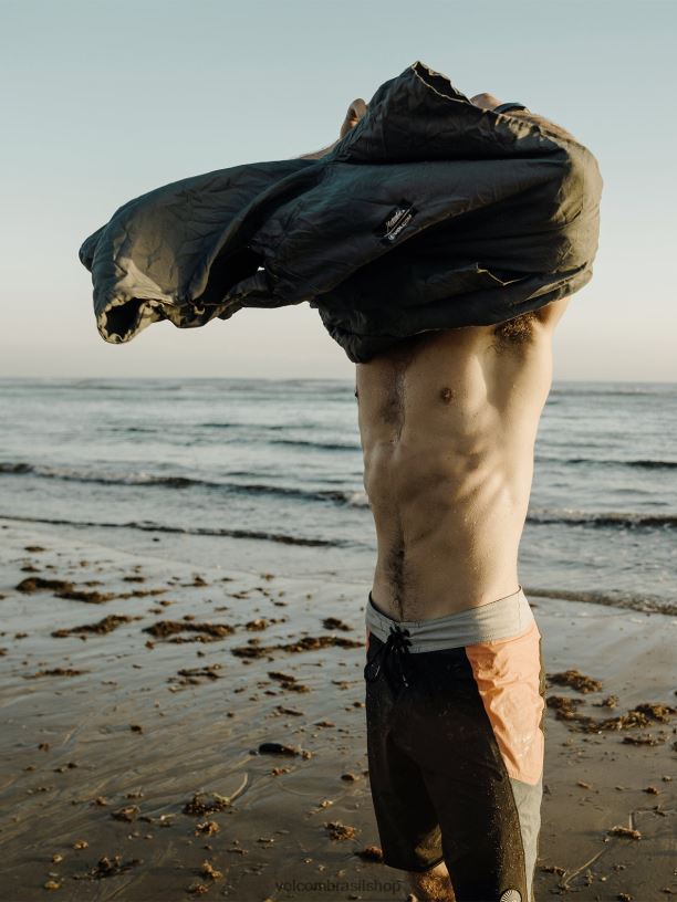 br Volcom x Matador homens surfar poncho de praia embalável cinza 88NNJ664