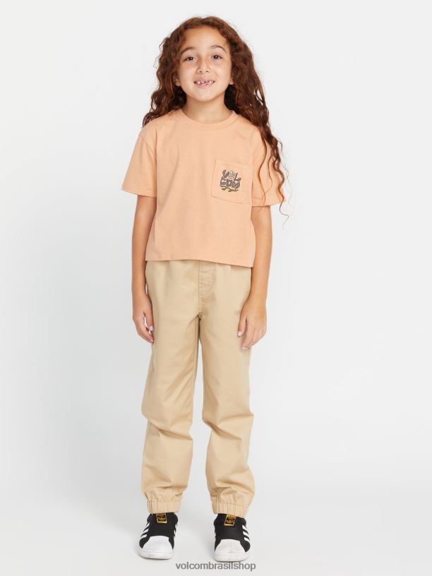 br Volcom garotas roupas camiseta com mostrador de bolso argila 88NNJ1320