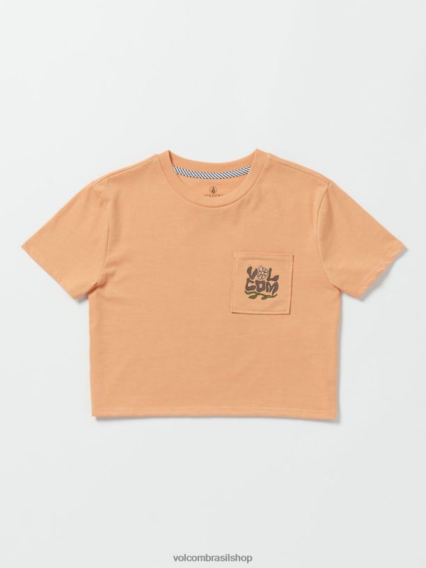 br Volcom garotas roupas camiseta com mostrador de bolso argila 88NNJ1320