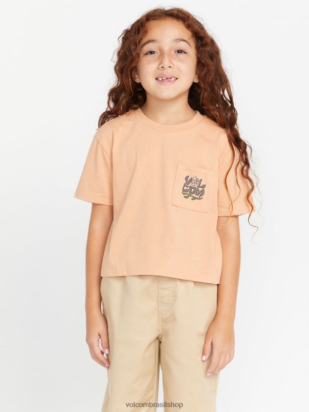 br Volcom garotas roupas camiseta com mostrador de bolso argila 88NNJ1320