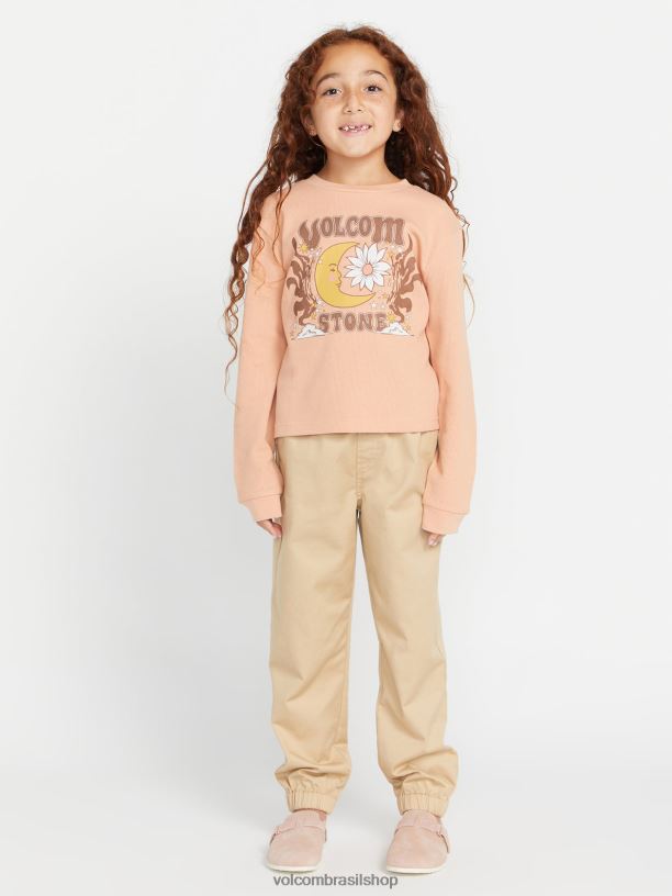 br Volcom garotas roupas camiseta manga longa termality argila 88NNJ1329