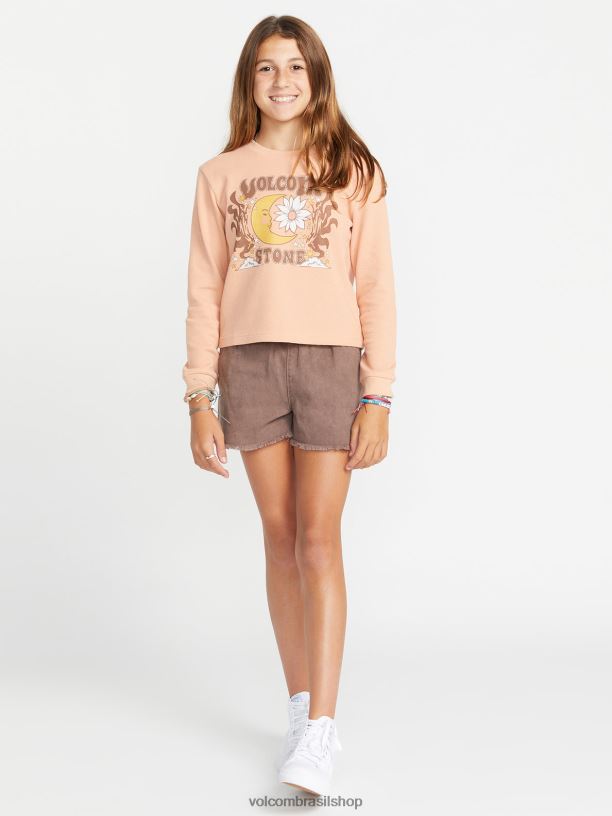 br Volcom garotas roupas camiseta manga longa termality argila 88NNJ1329