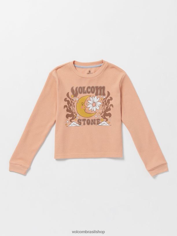 br Volcom garotas roupas camiseta manga longa termality argila 88NNJ1329