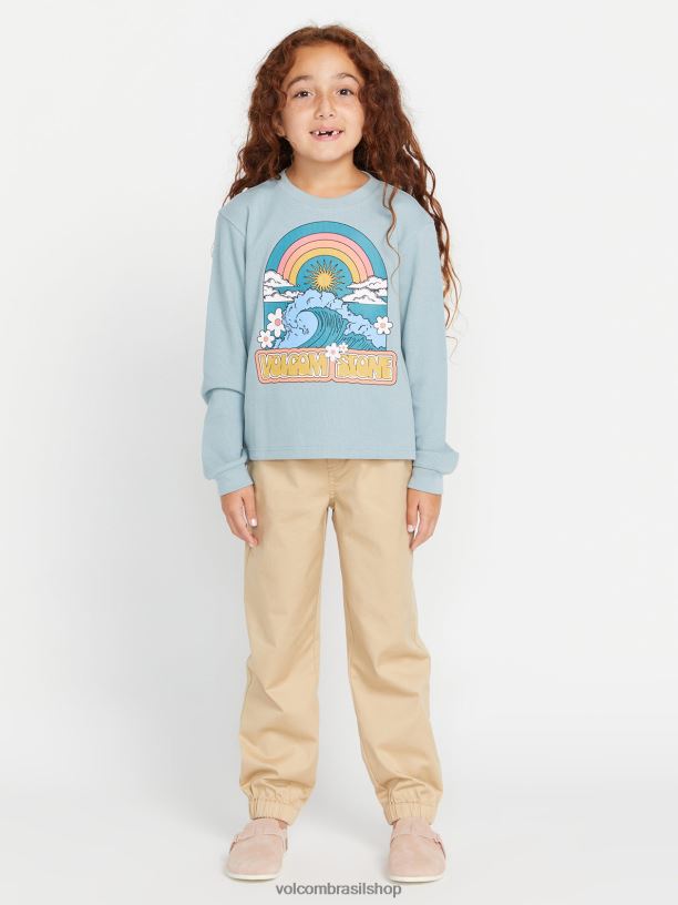 br Volcom garotas roupas camiseta manga longa termality azul esfumado 88NNJ1328