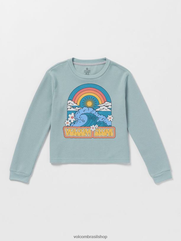 br Volcom garotas roupas camiseta manga longa termality azul esfumado 88NNJ1328