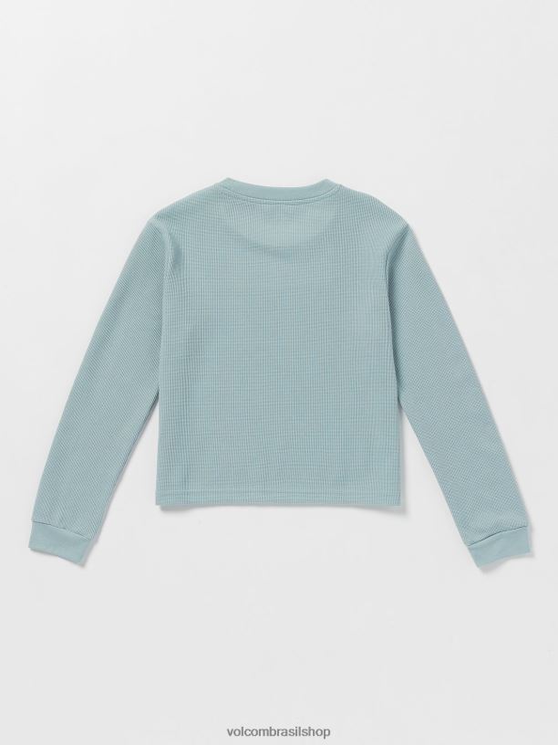 br Volcom garotas roupas camiseta manga longa termality azul esfumado 88NNJ1328