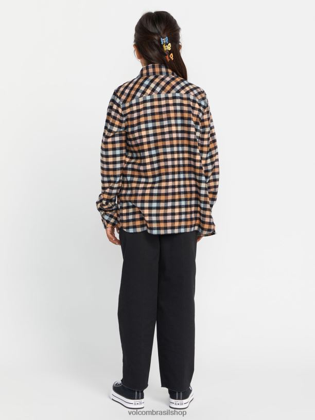 br Volcom garotas roupas obtendo rad camisa xadrez de manga longa orquídea de inverno 88NNJ1333